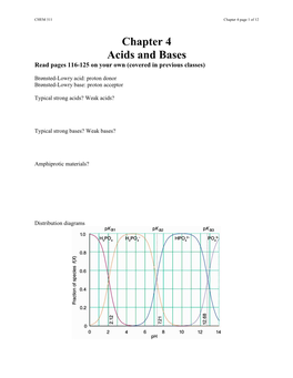 Chapter 4 Acids and Bases Read Pages 116-125 on Your Own (Covered in Previous Classes)