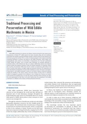 Traditional Processing and Preservation of Wild Edible Mushrooms in Mexico