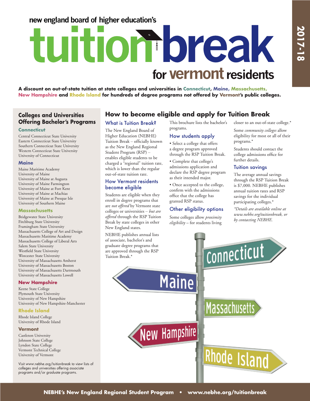 2017-18 Tuition Break Brochure for Vermont Residents