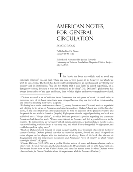 American Notes, for General Circulation