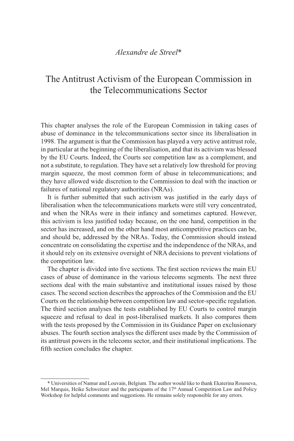 The Antitrust Activism of the European Commission in the Telecommunications Sector