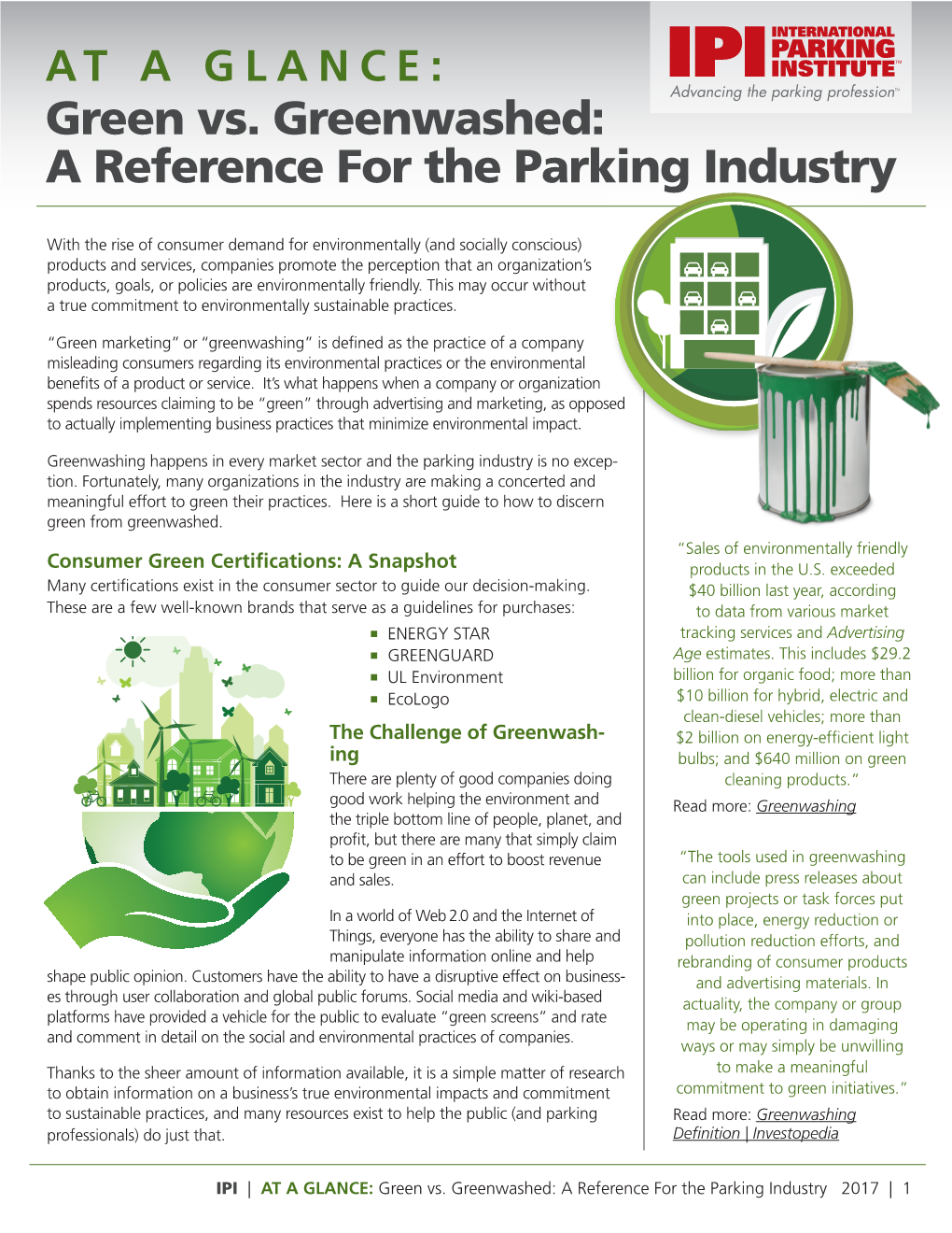 Green Vs. Greenwashed: a Reference for the Parking Industry