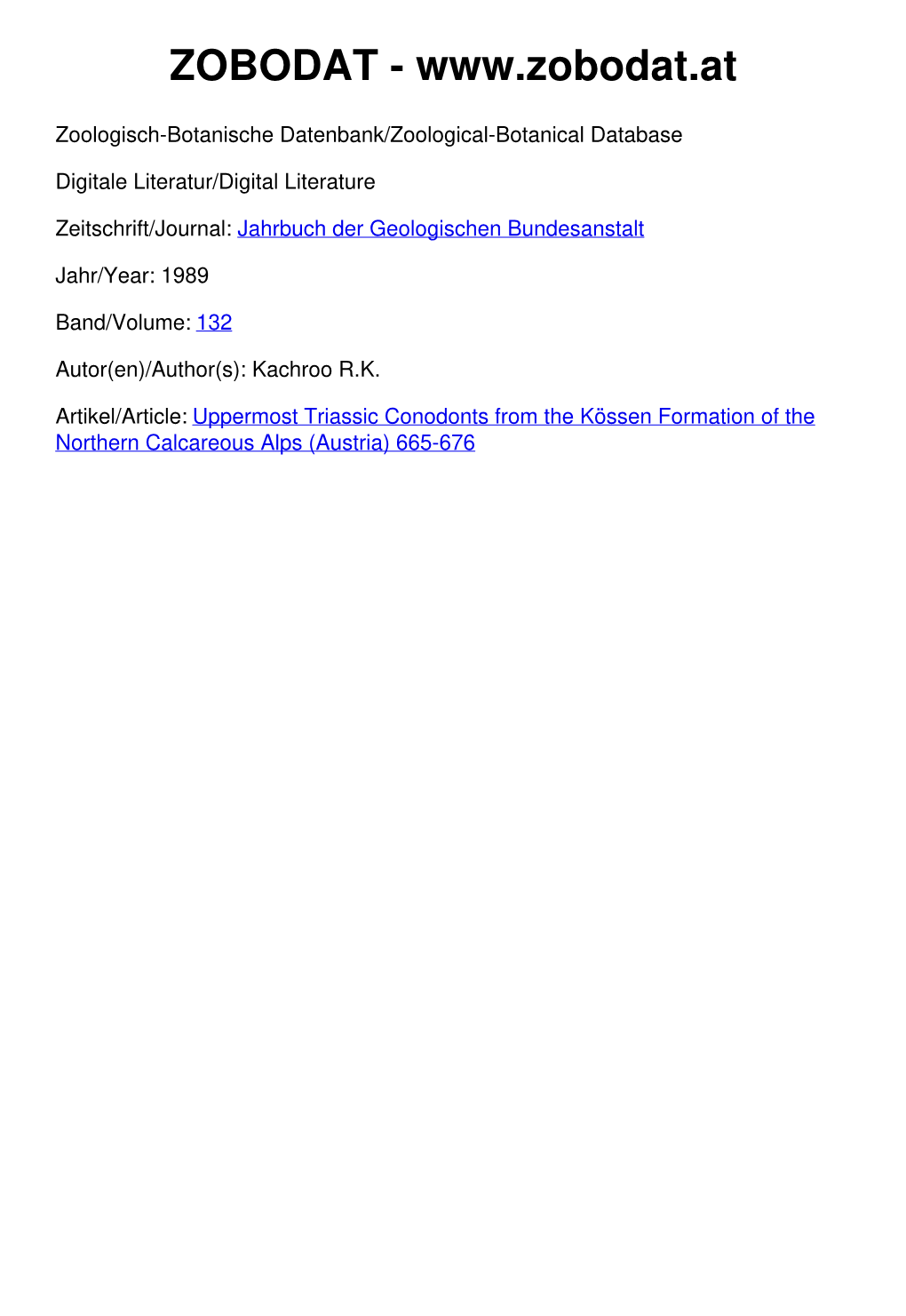 Uppermost Triassic Conodonts from the Kössen Formation of the Northern Calcareous Alps (Austria) 665-676 ©Geol