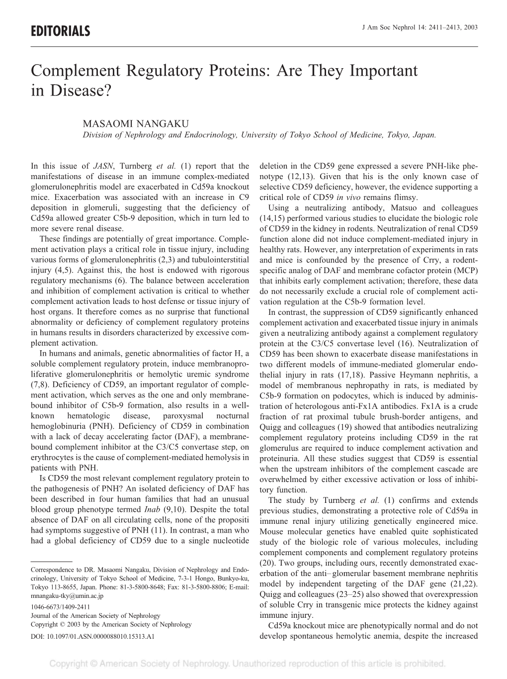 Complement Regulatory Proteins: Are They Important in Disease?