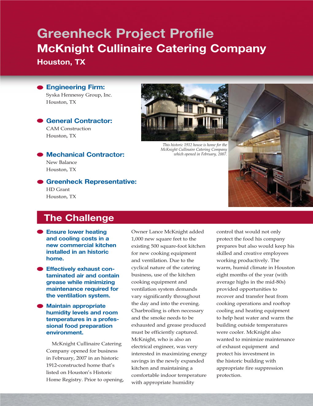 Greenheck Project Profile Mcknight Cullinaire Catering Company Houston, TX