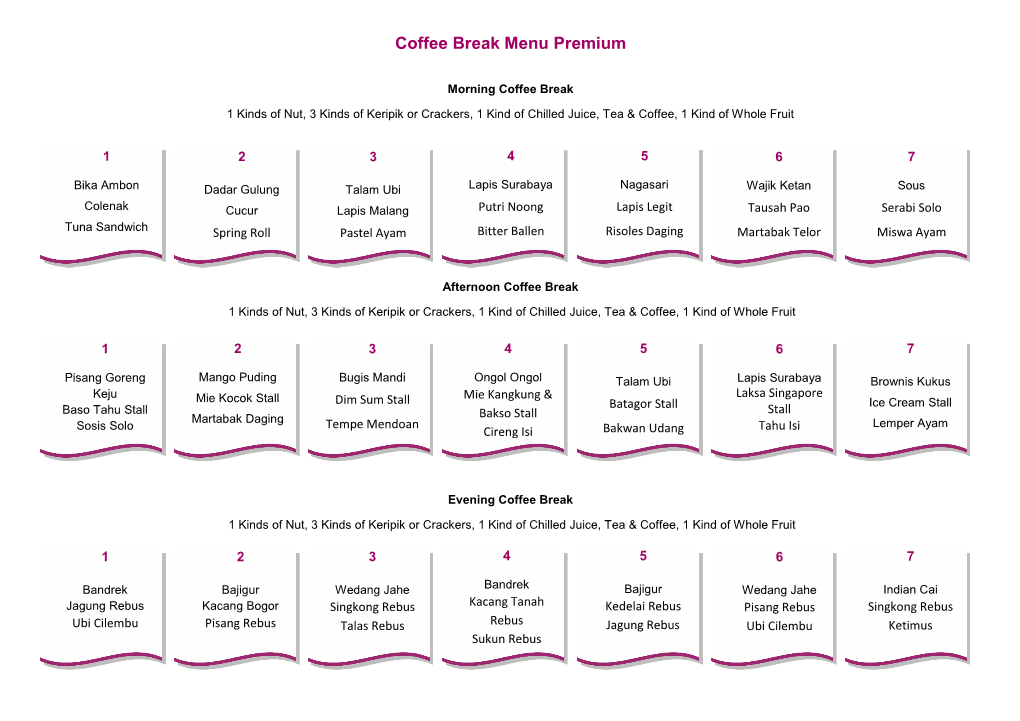 Coffee Break Menu Premium