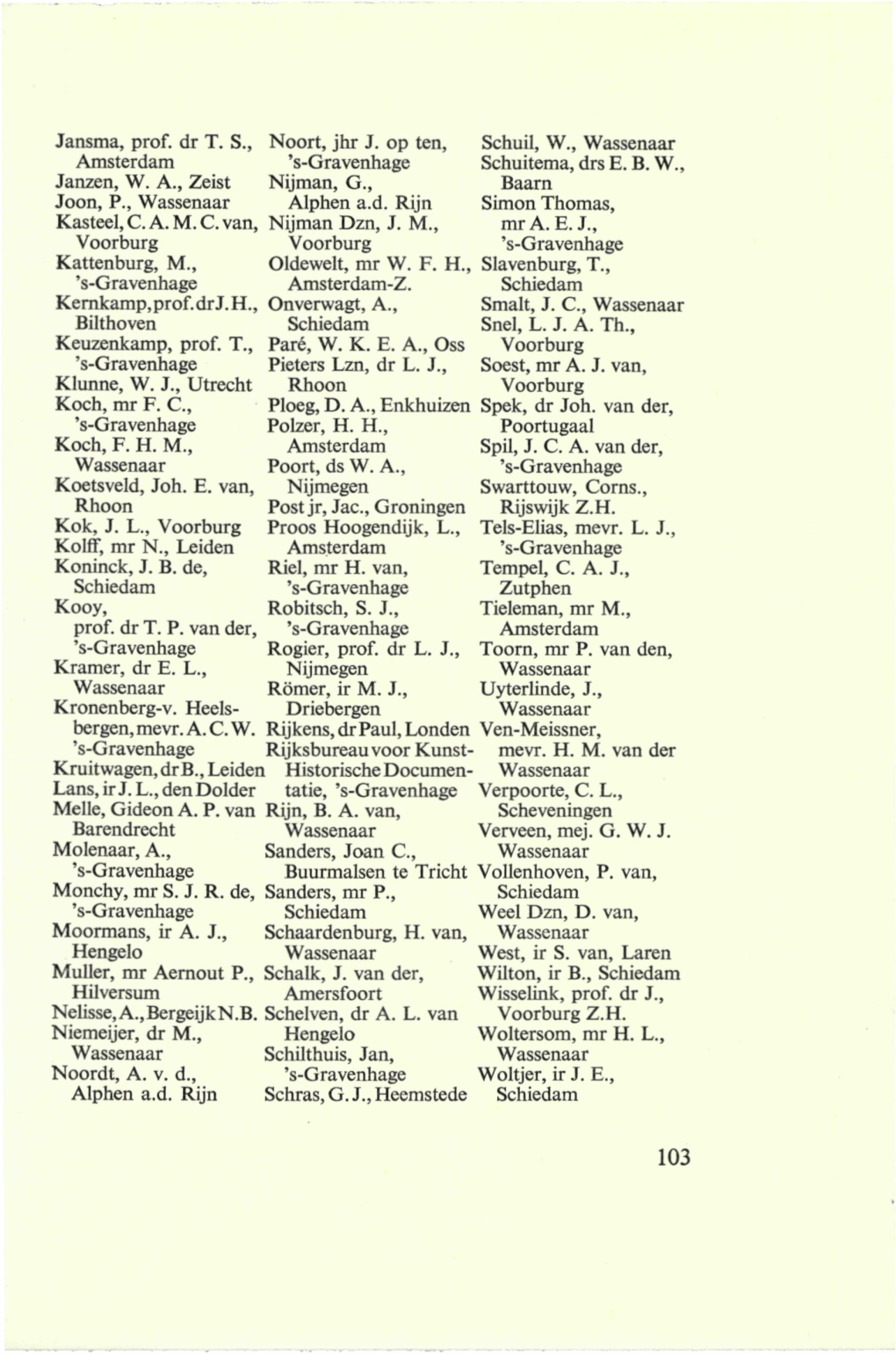 Jansma, Prof. Dr T. S., Noort, Jhr J. Op Ten, Amsterdam 'S-Gravenhage