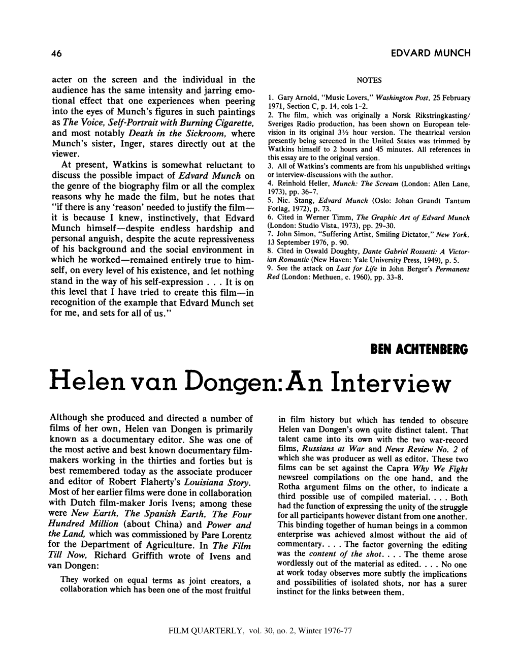 Helen Van Dongen:An Interview