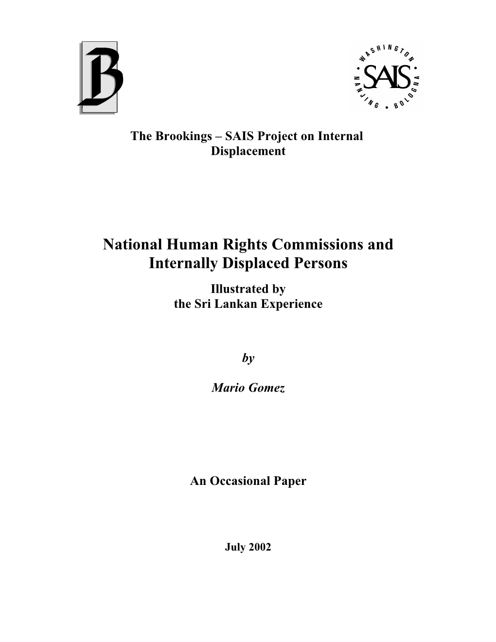 National Human Rights Commissions and Internally Displaced Persons Illustrated by the Sri Lankan Experience