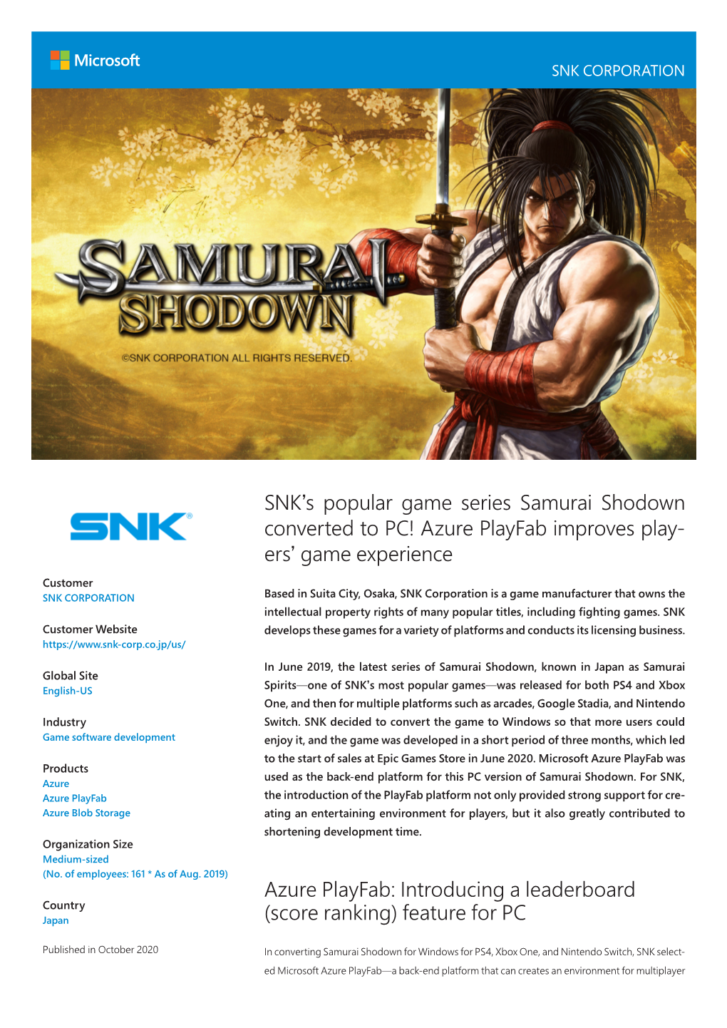 SNK CORPORATION Customer Story EN