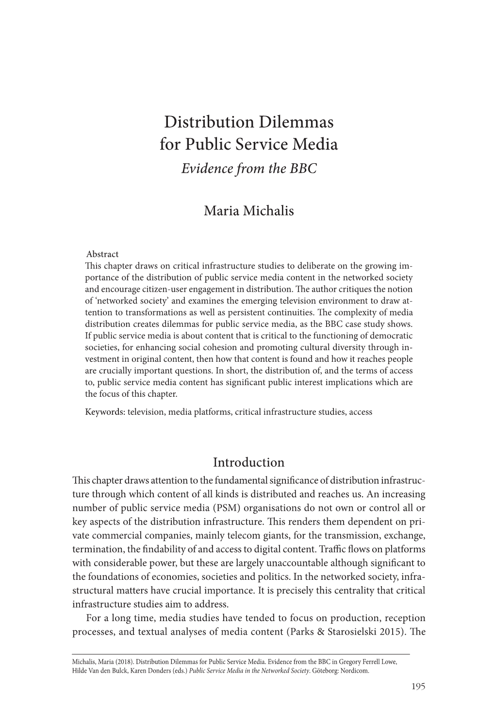 Distribution Dilemmas for Public Service Media Evidence from the BBC