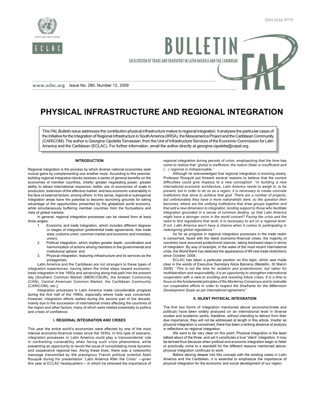 Physical Infrastructure and Regional Integration