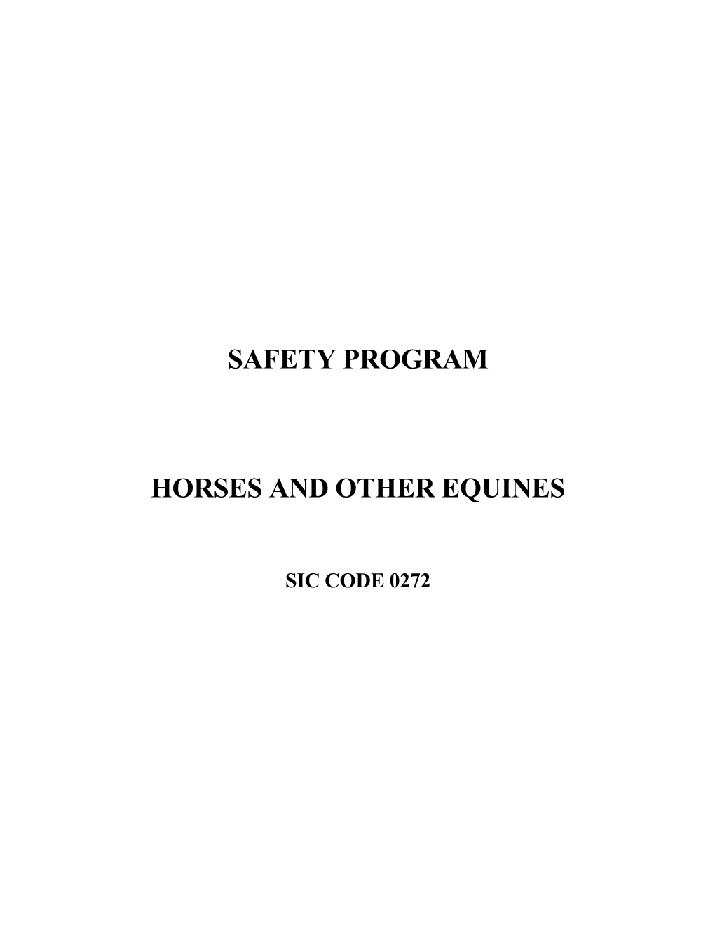 Horse Farm Safety Program