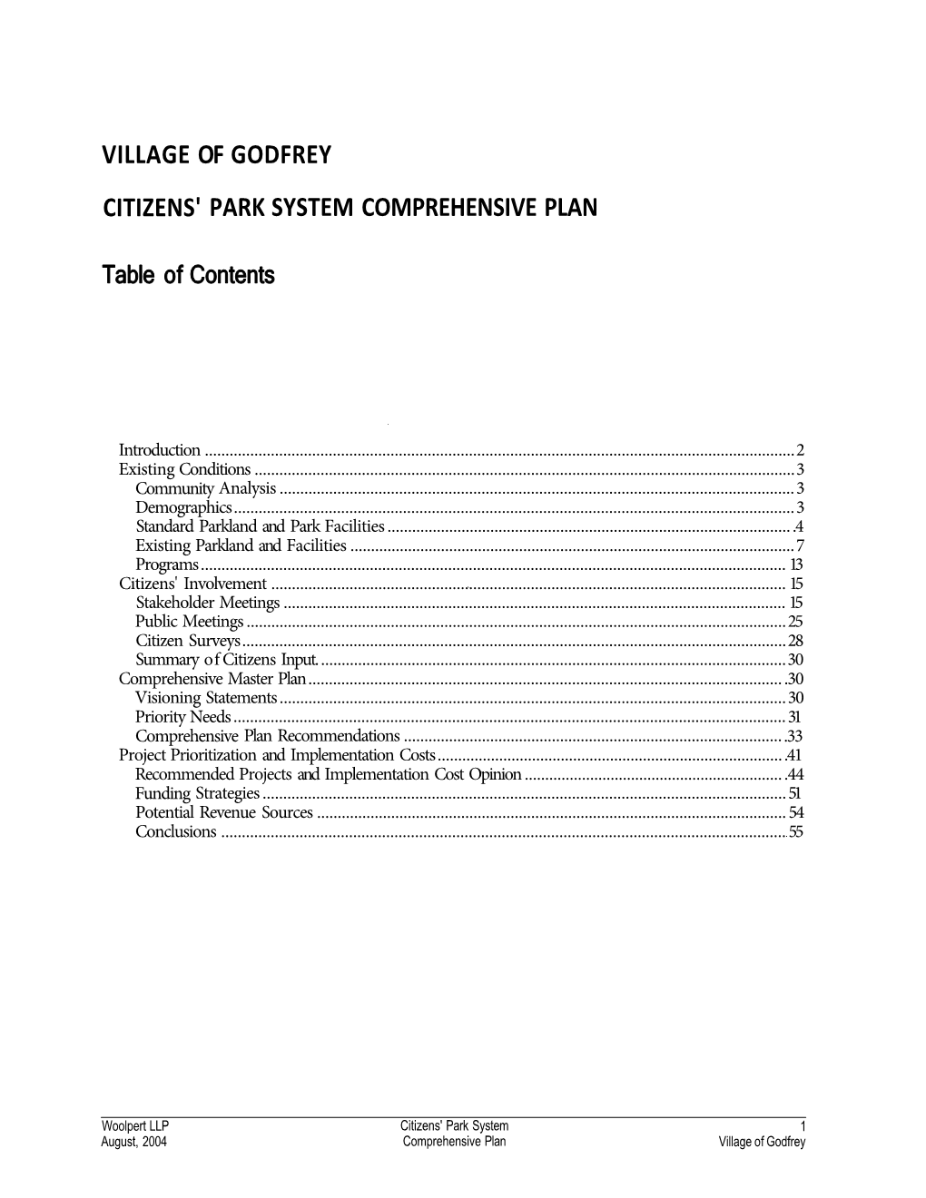 Village of Godfrey Citizens' Park System Comprehensive Plan