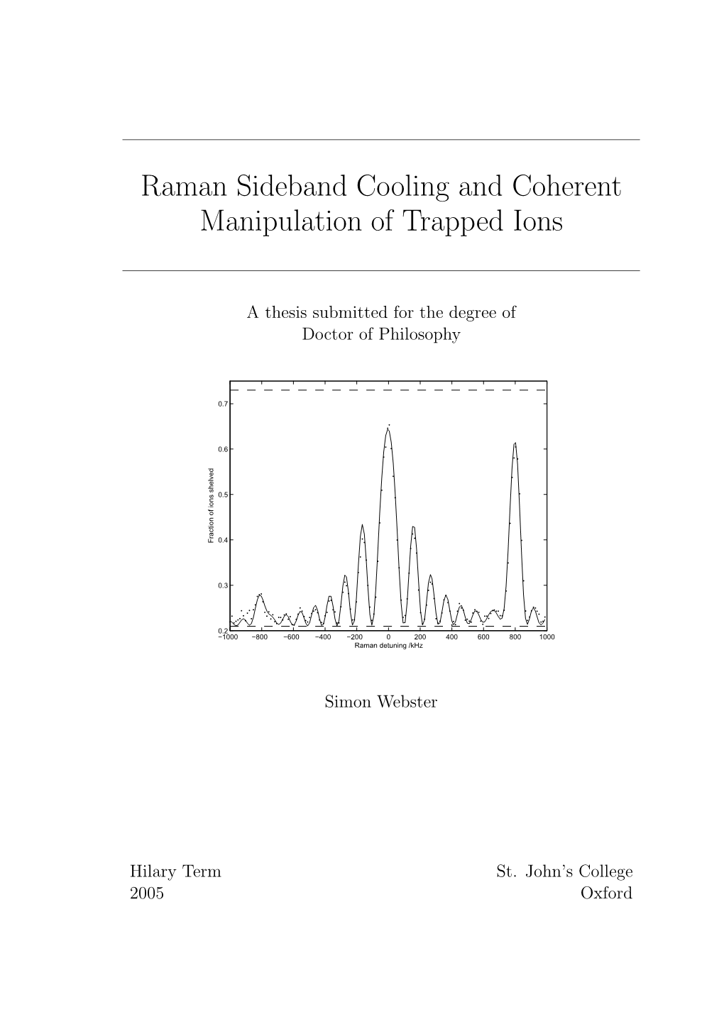 Raman Sideband Cooling and Coherent Manipulation of Trapped Ions