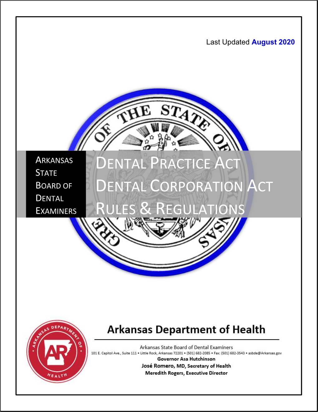 Dental Practice Act Dental Corporation Act Rules &Regulations