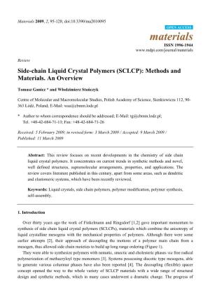 Side-Chain Liquid Crystal Polymers (SCLCP): Methods and Materials. an Overview