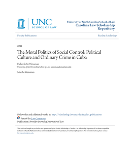Political Culture and Ordinary Crime in Cuba Deborah M