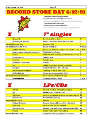 X 7" Singles X Lps/Cds