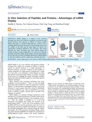 In Vitro Selection of Peptides and Proteins Advantages of Mrna