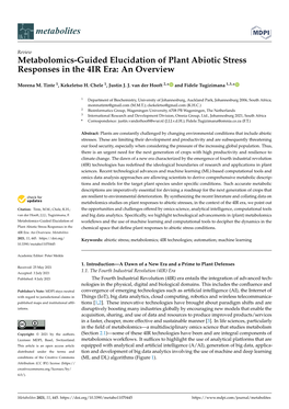Metabolomics-Guided Elucidation of Plant Abiotic Stress Responses in the 4IR Era: an Overview