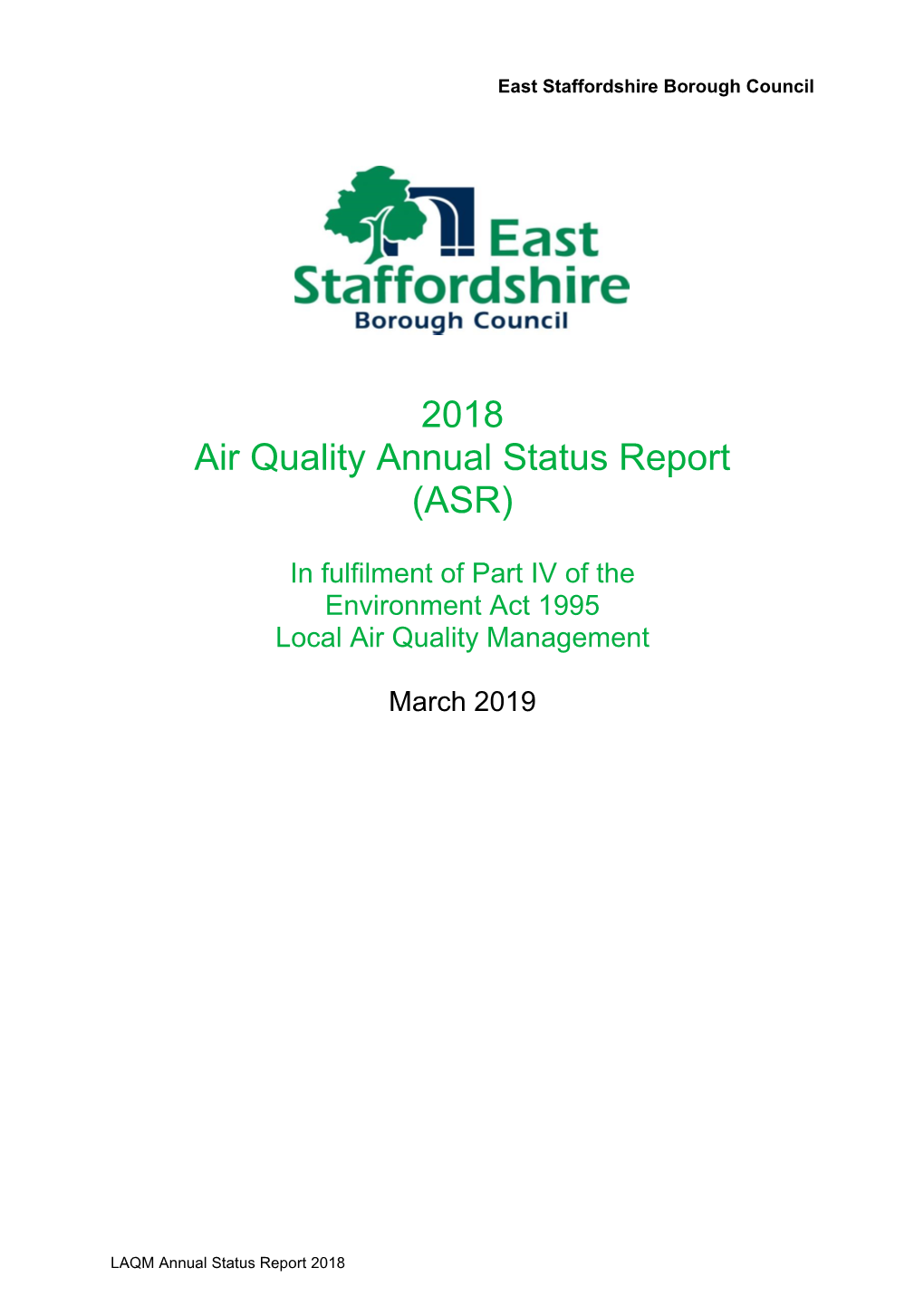Annual Status Report 2018 East Staffordshire Borough Council