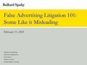 False Advertising Litigation 101: Some Like It Misleading