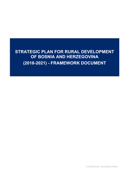 Strategic Plan for Rural Development of Bosnia and Herzegovina (2018-2021) - Framework Document