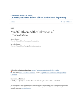 Mindful Ethics and the Cultivation of Concentration Scott L