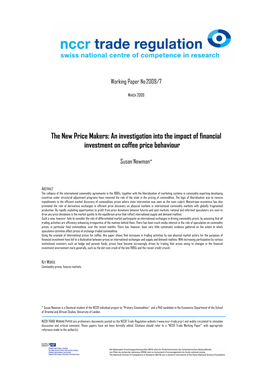 An Investigation Into the Impact of Financial Investment on Coffee Price Behaviour