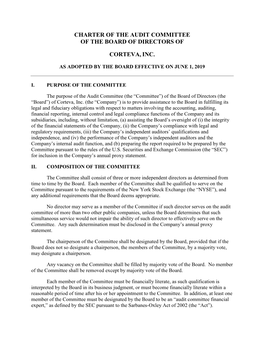 Charter of the Audit Committee of the Board of Directors Of
