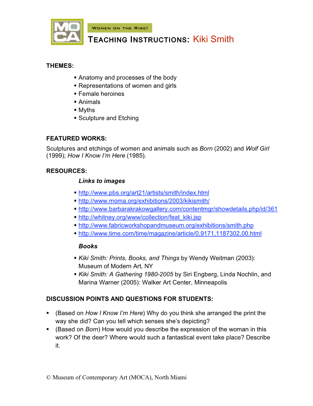 SMITH Instructions & Student Handhout