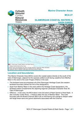 Marine Character Areas MCA 27 GLAMORGAN COASTAL WATERS