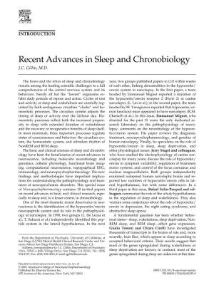 Recent Advances in Sleep and Chronobiology J.C