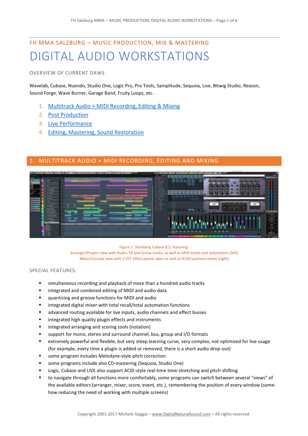 MMA – MUSIC PRODUCTION: DIGITAL AUDIO WORKSTATIONS – Page 1 of 6