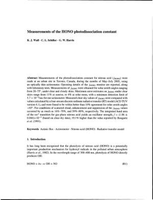Measurements of the HONO Photodissociation Constant