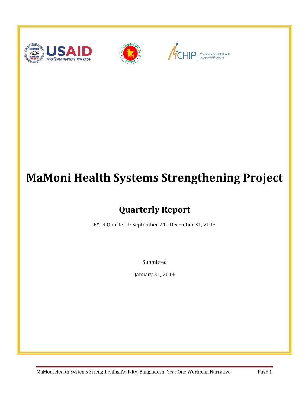 Mamoni Health Systems Strengthening Project