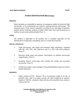 STARCH IDENTIFICATION (Microscopy)