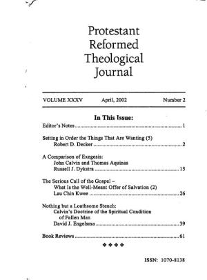 Protestant Reformed Theological Journal