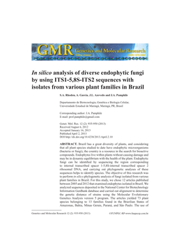 In Silico Analysis of Diverse Endophytic Fungi by Using ITS1-5,8S-ITS2 Sequences with Isolates from Various Plant Families in Brazil