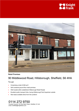 90 Middlewood Road, Hillsborough, Sheffield, S6 4HA to Let