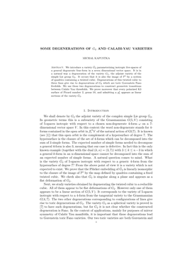 M. Kapustka: Some Degenerations of G2 and Calabi-Yau Varieties