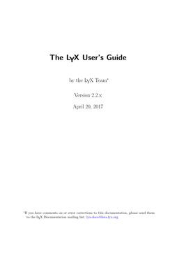 The Lyx User's Guide