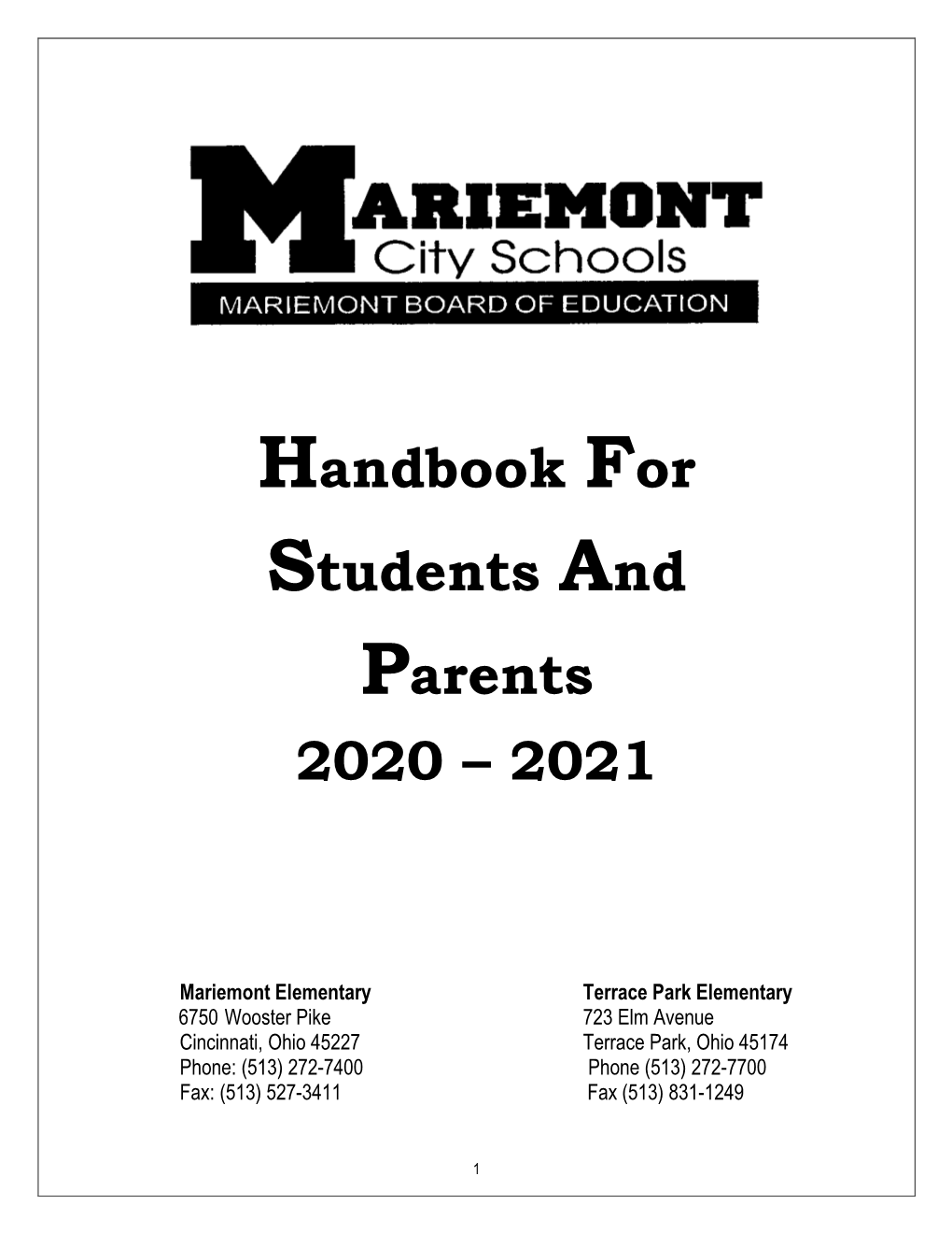 Handbook for Students and Parents 2020 – 2021