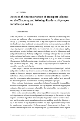 Notes on the Reconstruction of Transport Volumes on the Zhaotong and Weinings Roads Ca. 1890–1900 in Tables 7.2 and 7.3