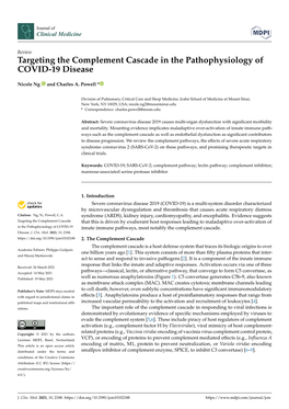 Targeting the Complement Cascade in the Pathophysiology of COVID-19 Disease