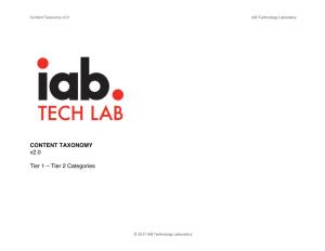 Content Taxonomy V2.0 IAB Technology Laboratory
