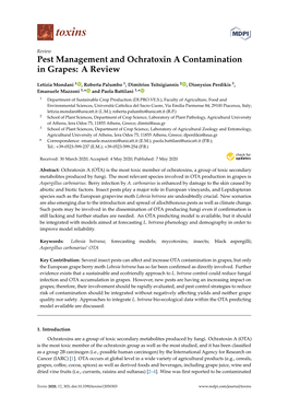 Pest Management and Ochratoxin a Contamination in Grapes: a Review