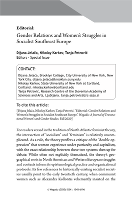 Gender Relations and Women's Struggles in Socialist Southeast