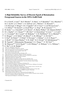 A High Reliability Survey of Discrete Epoch of Reionization Foreground Sources in the MWA Eor0 Field